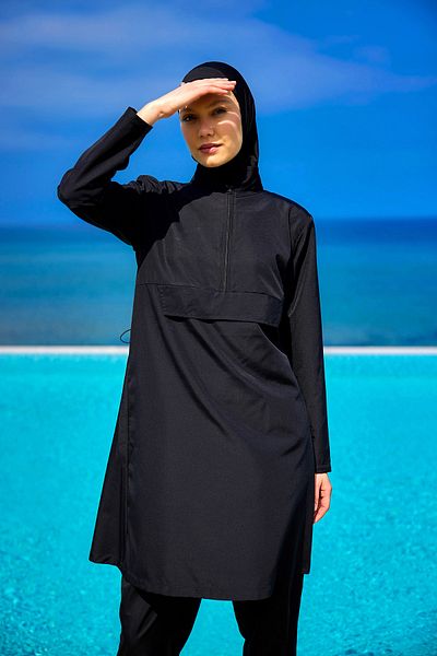 Riva Mera Andalus Black Full Covered Hijab Swimsuit A2503-1