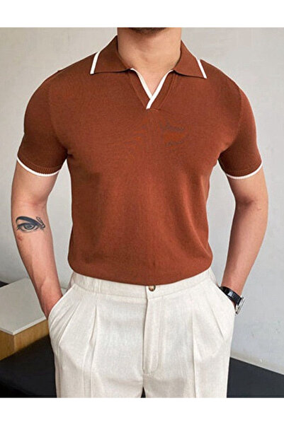 Moderk Мъжка плетена тениска с поло яка Old Money, бяла райета, детайлна, устойчива на пот, не се натрупва на петна