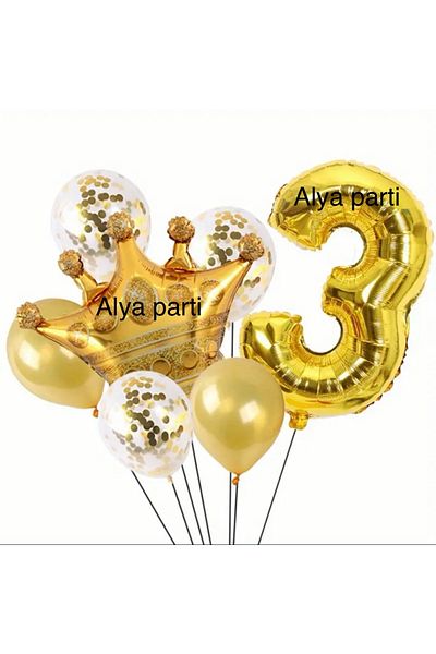 ALYA PARTY Σετ γενεθλίων με μπαλόνι με χρυσό αριθμό με μπαλόνι King Foil