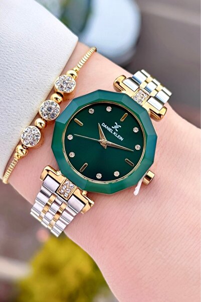 Daniel Klein Kadranı Yeşil Kordonu Altın Metalik Renk 2 Yıl Garantili 30 Mm K...