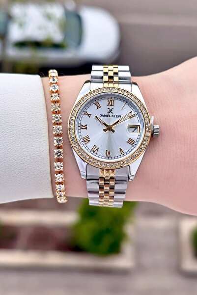 Daniel Klein Gold Silver Renk 24 Ay Garantili 32,5 Mm Takvimli Kadın Kol Saat...