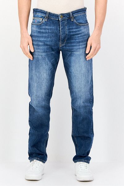 Esprit Men Straight Fit Washed Stretchable Selvedge Jeans, Blue
