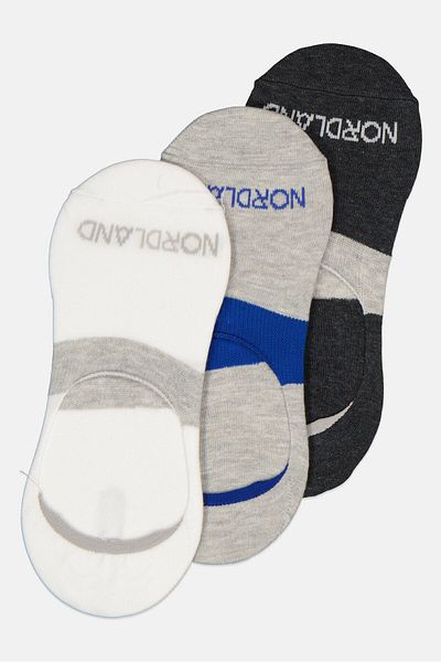Nordland Men 3 Pairs Brand Logo Invisible Socks, Multicolor