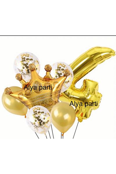 ALYA PARTY Σετ γενεθλίων με μπαλόνι με χρυσό αριθμό με μπαλόνι King Foil