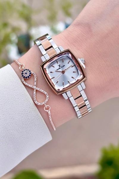 Daniel Klein Rose Gri Renk Ayarlanabilir Kordonlu Kadın Kol Saati Ve Bileklik