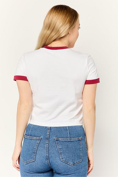 Esprit Women Crew Neck Short Sleeve Brand Logo T-shirt, White