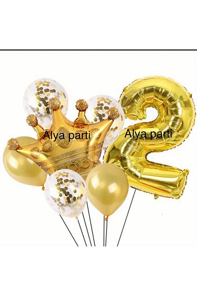 ALYA PARTY Σετ γενεθλίων με μπαλόνι με χρυσό αριθμό με μπαλόνι King Foil
