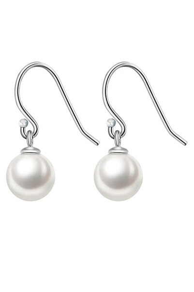 bymissmücevherat Kancalı Sade İnci Küpe 925 Ayar Gümüş