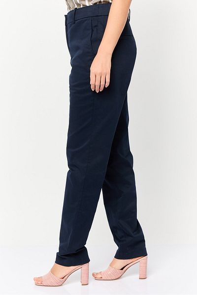 Esprit Women Regular Fit Solid Straight Leg Pant, Navy