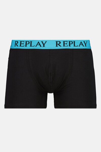 Replay Men 2 Pack Brand Logo Trunks, Blue/Black