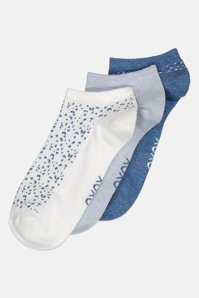 XOXO Women 3 Pairs Non Terry Ankle Sock, Blue