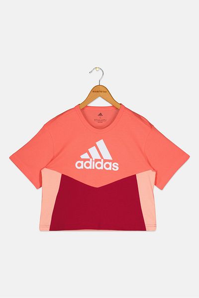 adidas Kids Girl Sportswear Fit Short Sleeve Outdoor Top, Coral