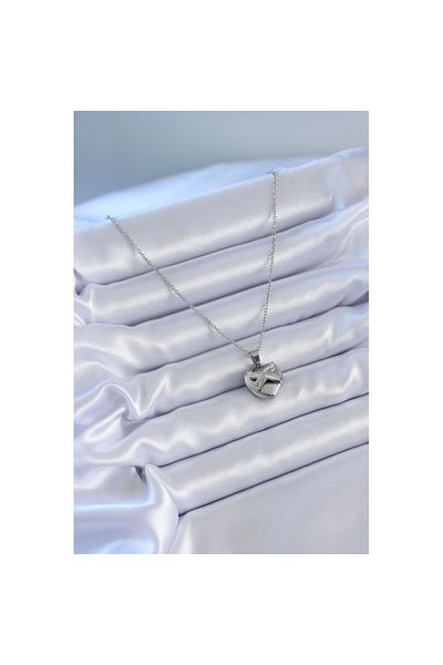 Skygo 316L Steel Silver Color Zircon Stone Heart Model Women's Necklace - TJ-BKO7627