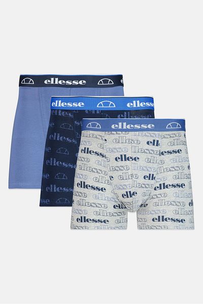 Ellesse شورت رجالي بشعار العلامة التجارية، 3 قطع، أزرق داكن/رمادي