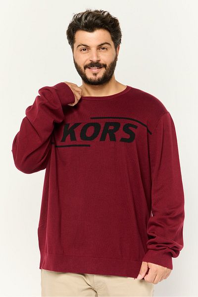 Michael Kors Men Crew Neck Long Sleeve Brand Logo Sweatshirt, Maroon
