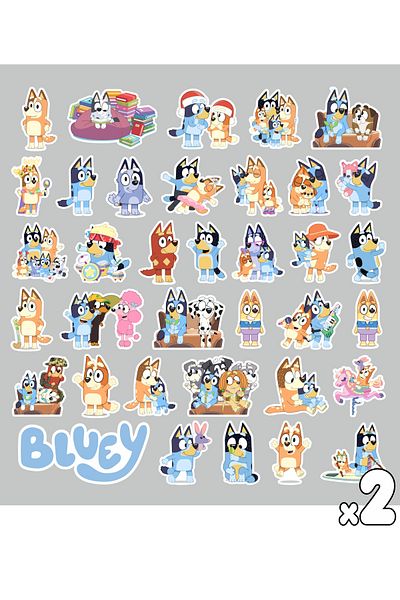 bluey Family Coated Paper Label Hobby Set 72 Pieces