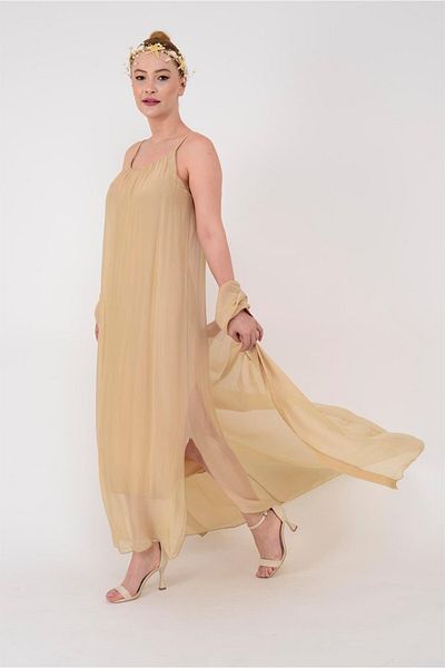 EREN STYLE Set rochie și șapcă din mătase suspendată 2 piese