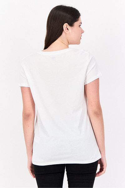 Levi's Women Crew Neck Short Sleeves Graphic Printed T-shirt, White