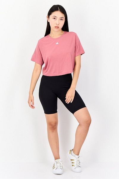 adidas Women Sportwear Fit Short Sleeves Training Crop T-shirt, Pink Strata