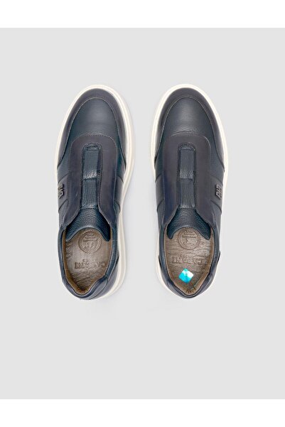 Cabani 100% Genuine Leather Navy Blue Men's Sneakers