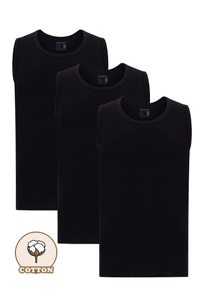BRAINWEAR Men's 3 Pack Lycra Cotton Undershirt - Compatible with Sports & Beach & Underwear