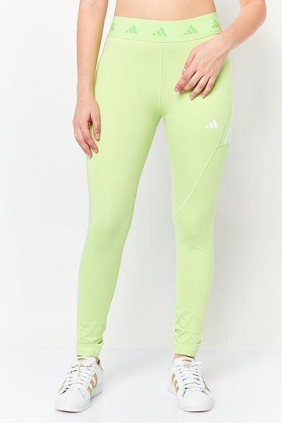 adidas بنطال رياضي ضيق للنساء، لون أخضر ليموني