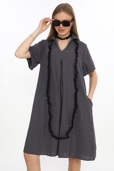 Bohem Stil Half Sleeve V-Neck Linen Dress