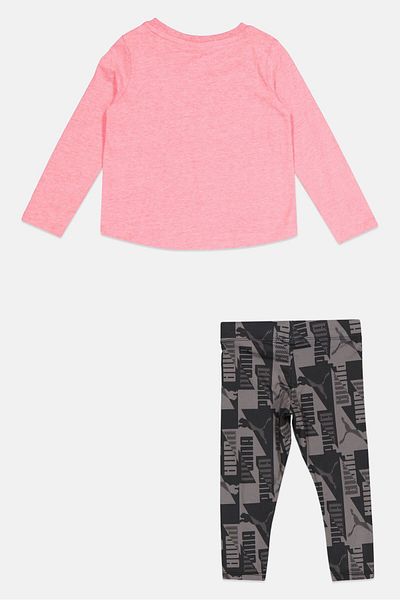 Puma Toddlers Girl 2 Pcs Sportswear Fit Top And Legging Set, Pink/grey
