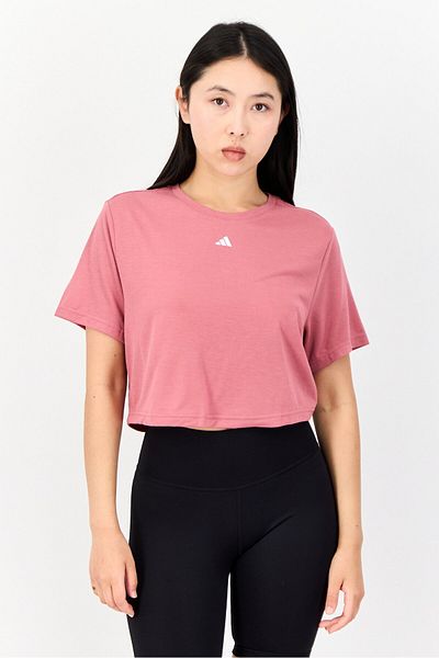 adidas Women Sportwear Fit Short Sleeves Training Crop T-shirt, Pink Strata