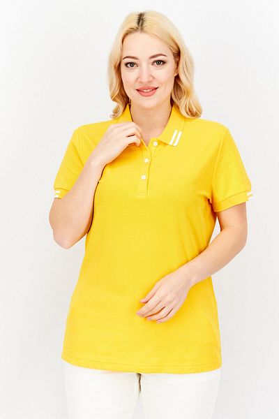 Aigle Women Spread Collar Short Sleeve Polo Shirt, Yellow