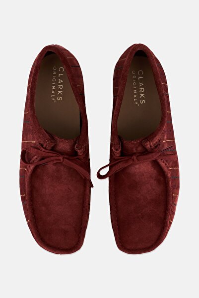 CLARKS Men Wallabee Standard Fit Lace Up Casual Shoes, Burgundy
