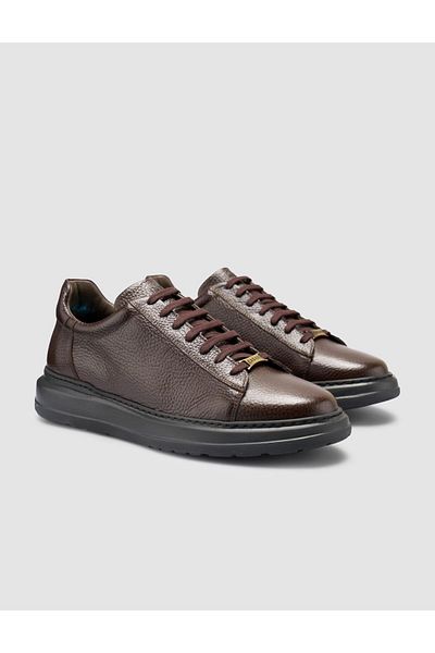 Cabani 100% Genuine Leather Brown Men's Sneakers