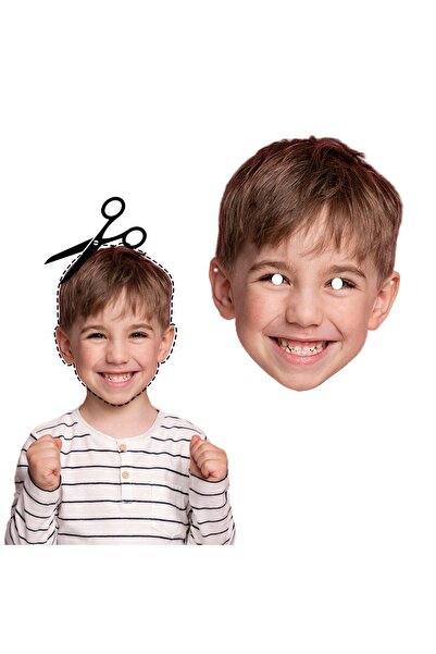 heryerehediye Çocuk Doğum Günü Partisi Kalın Parlak Karton Yüz Maskesi 5 Adet...