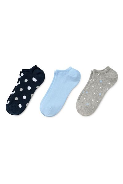 Tchibo Women 3 Pair Polka Dots Ankle Socks, Navy