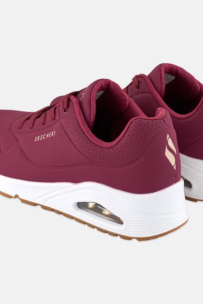 SKECHERS Women Uno - Stand On Air Lace Up Running Shoes, Burgundy
