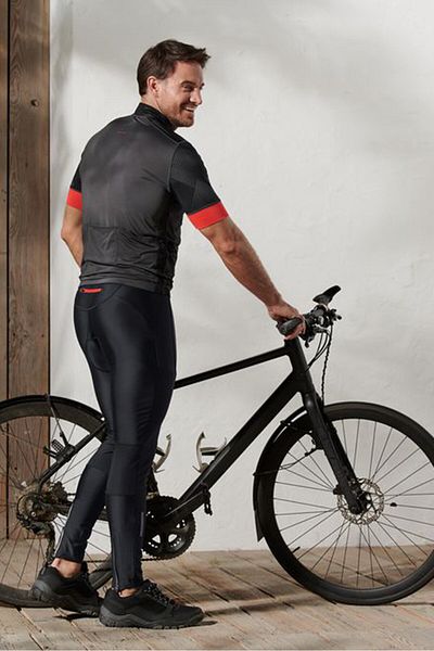 Tchibo Men Sportswear Fit Solid Cycling Pants, Black