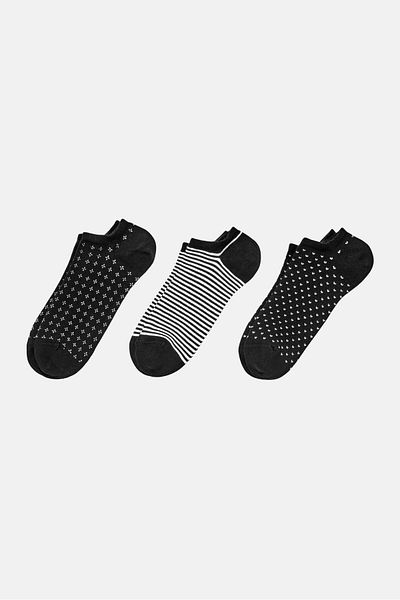 Tchibo Women 3 Pairs Allover Print Sneaker Socks, Black