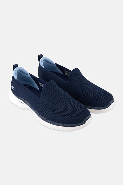 SKECHERS Women Go Walk 6 Ocean Splash Slip On Shoes, Navy Blue