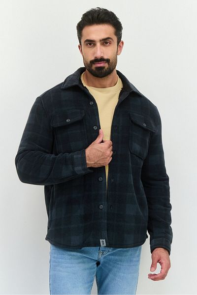 Free Country Men Plaid Jacket Shirt, Charcoal