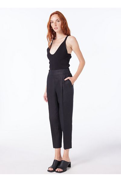 Sisley High Waist Relaxed Black Women's Pants 4Aghlf00S