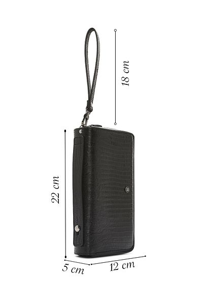 Derimod Men's Black Patterned Leather Wallet 000A2D3149Kr