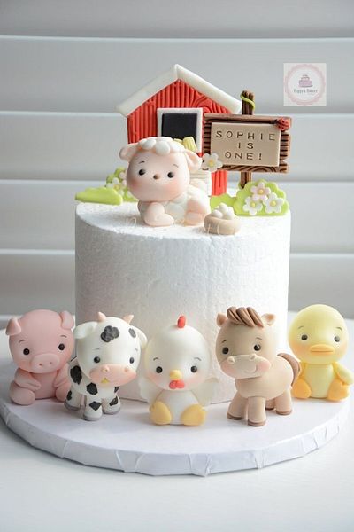 by şeyda palancı Set of Figures from Sugar Dough Cow, Horse, Chicken, Sheep Barn and Grass Farm Concept