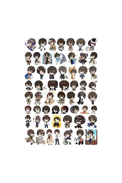 Ororabutik 57Pcs Osamu Dazai Bungo Stray Dogs Chibi Anime Sticker Set - Sticker Set Sketchbook