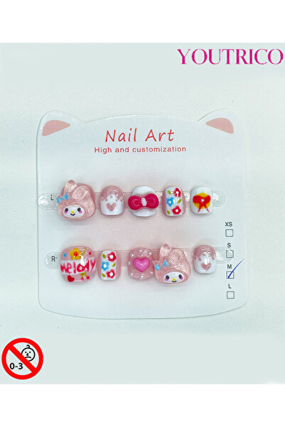 Youtrico أظافر صناعية للأطفال مصنوعة يدويًا بنسبة 100% مع أنماط كرتونية: غير ...