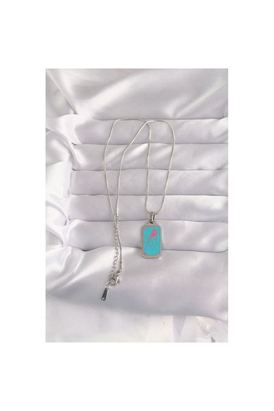 Skygo 316L Steel Silver Color Blue Enamel Tarot Necklace - Tj-Bko9046