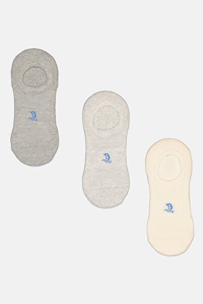 Nordland جوارب دائرية غير مرئية للرجال، 3 أزواج، رمادي/كريمي