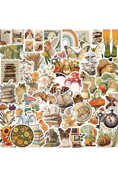 Choice 50-pcs 50PCS Vintage animal graffiti Sticker Aesthetic Children's Korean Decoration Scrapbooking Sta