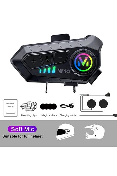 Choice Y10 Soft MIC Bluetooth 5.3 Helmet Headset Wireless Hands-free Call Phone Kit Motorcycle Waterproof E