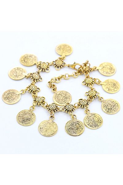 Choice YB0053-2 Vintage Bohemian Metal Tassel Barefoot Beach Foot Anklet Luxury Charm Coin Ankle Bracelet