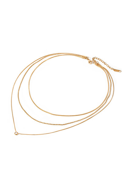 Choice قلادة يو وورلد فاشون من الفولاذ المقاوم للصدأ بثلاث طبقات مرصعة بأحجار...